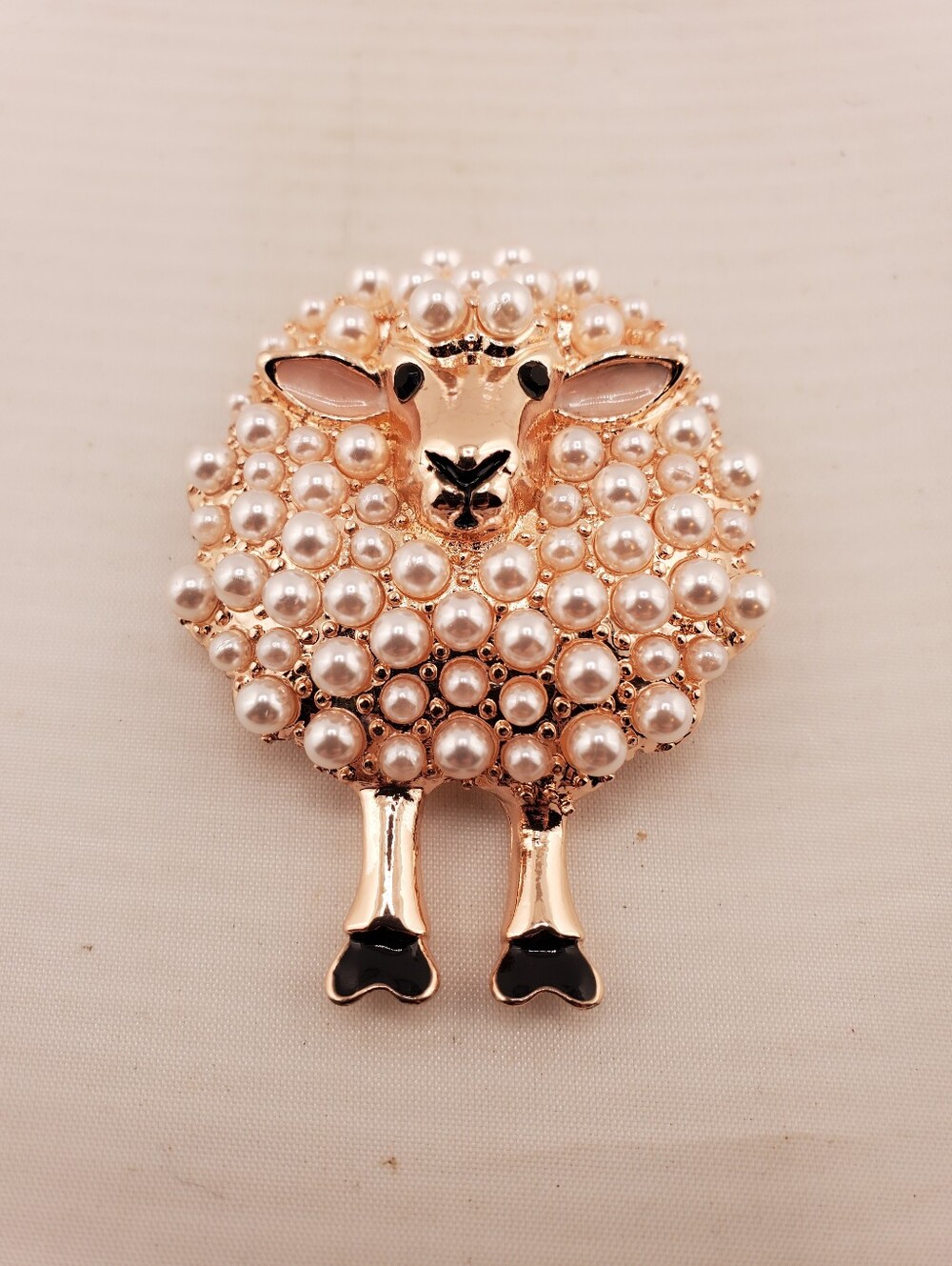 Rose Gold Pearl Sheep Brooch